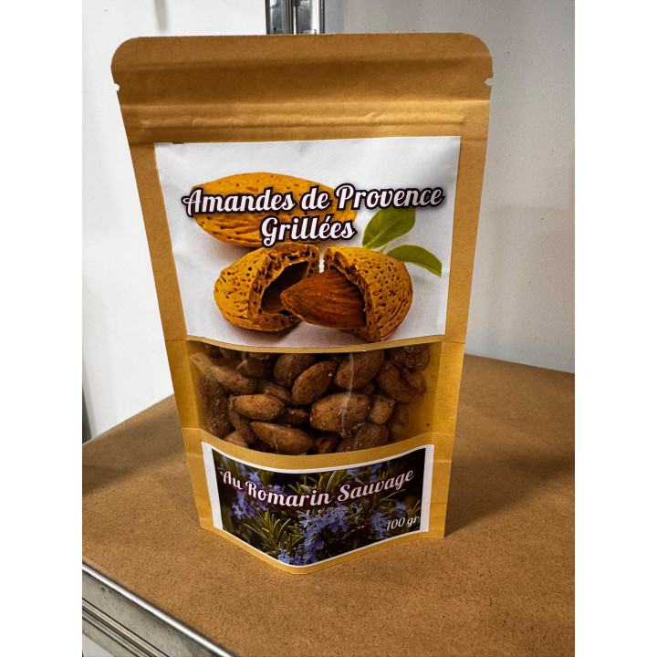 Amandes de Provence grillées -  Au romarin sauvage - 100g  - Les Pieds dans l'Champs