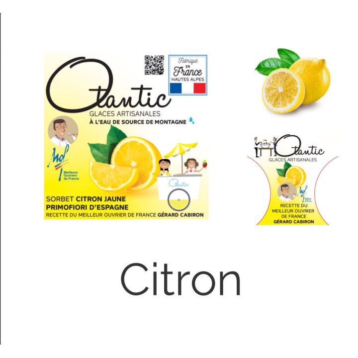 Glace Citron - Bac 750ml - Les Pieds dans l'Champs